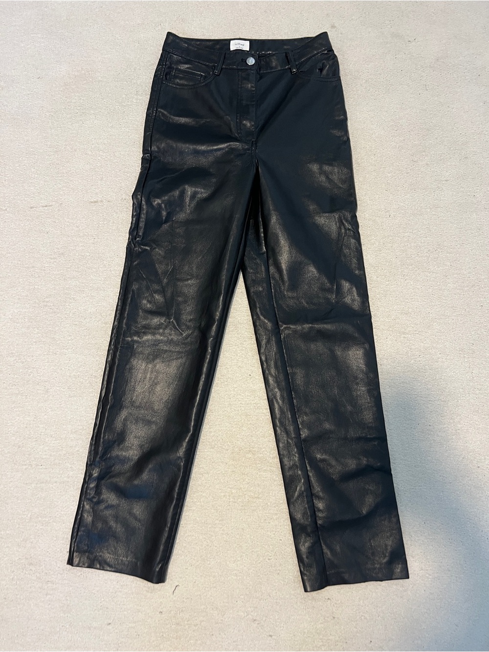 Aritzia Wilfred Black Faux Leather Straight-Leg Pants